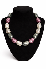 Shell Pearl Mala (White , Purple & Gray Color)