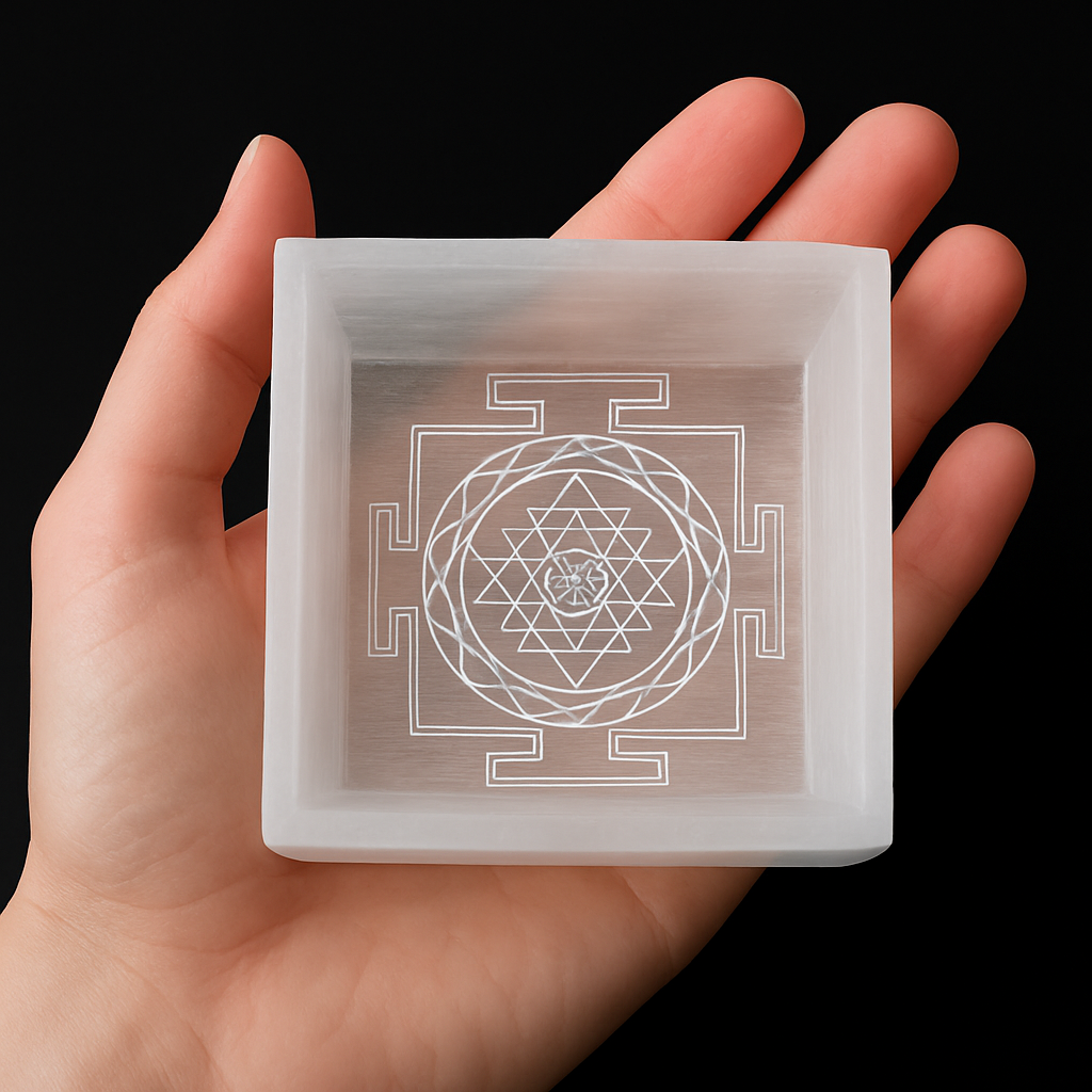 Selenite Shree Yantra Cube