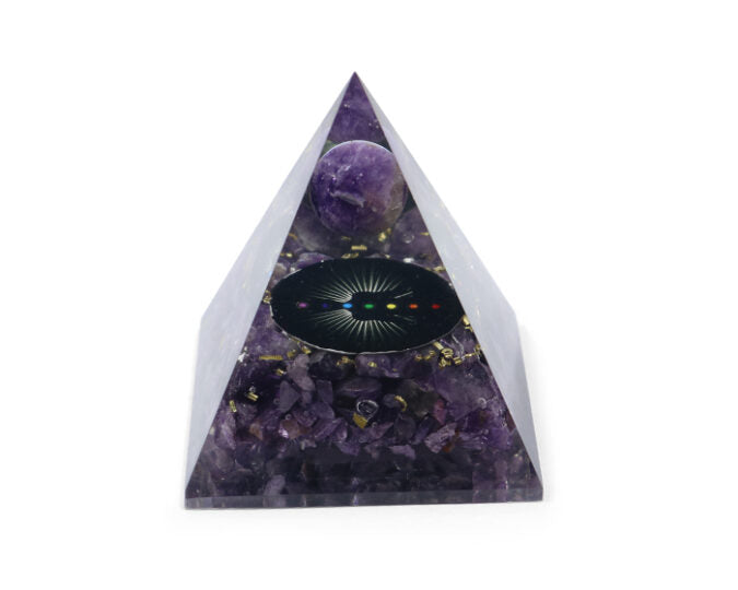 Seven Chakra Amethyst  Orgone Pyramid