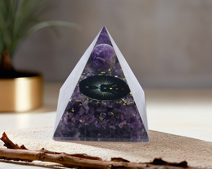 Seven Chakra Amethyst  Orgone Pyramid