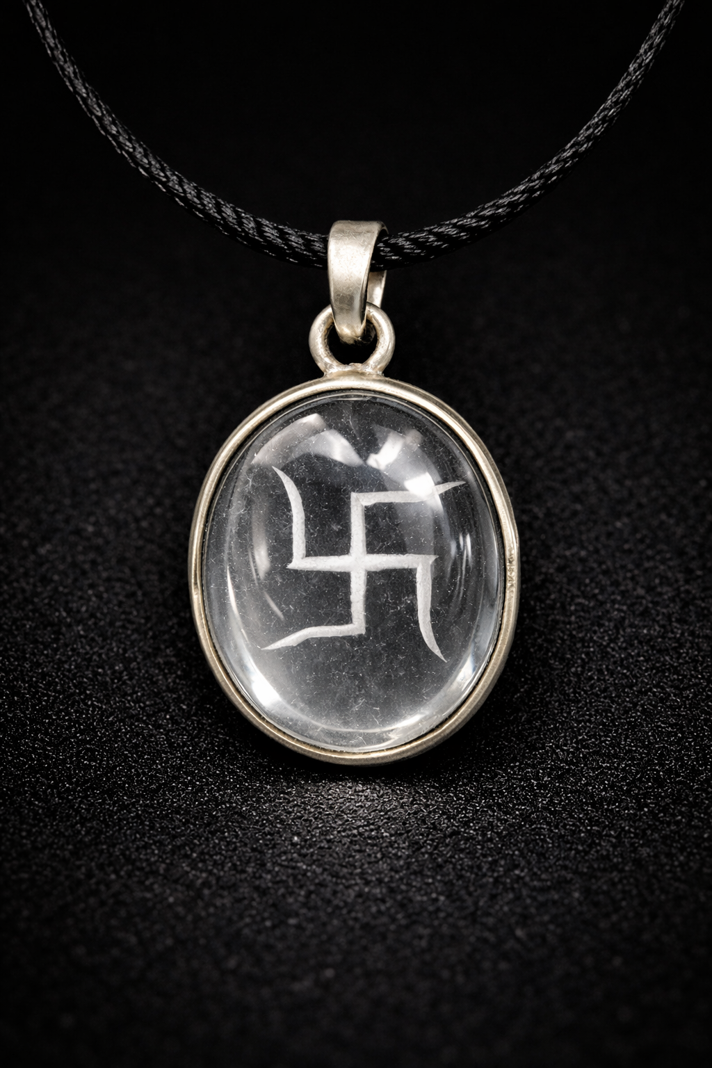 Sphatik Swastik Oval Pendant