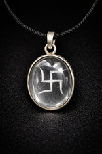 Sphatik Swastik Oval Pendant
