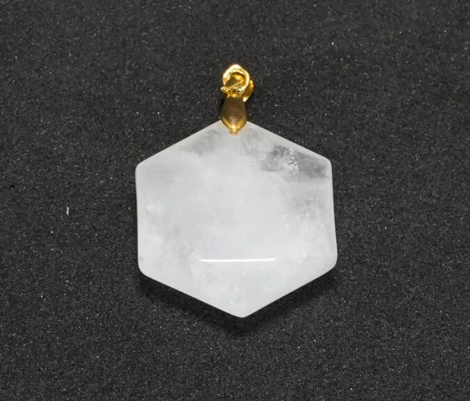 White Selenite  Hexagon Pendant