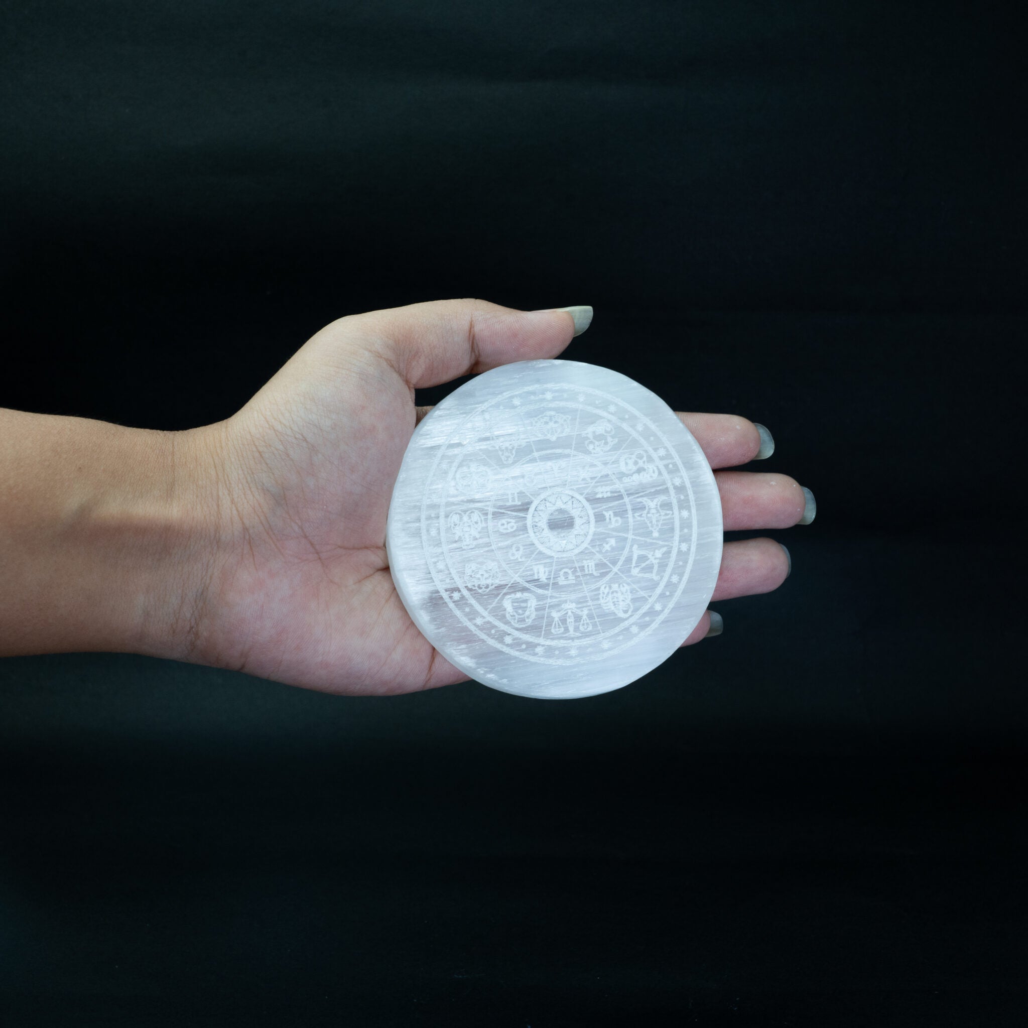 Selenite Plate (Zodiac Engraved)