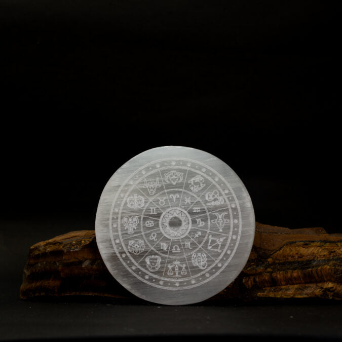 Selenite Plate (Zodiac Engraved)