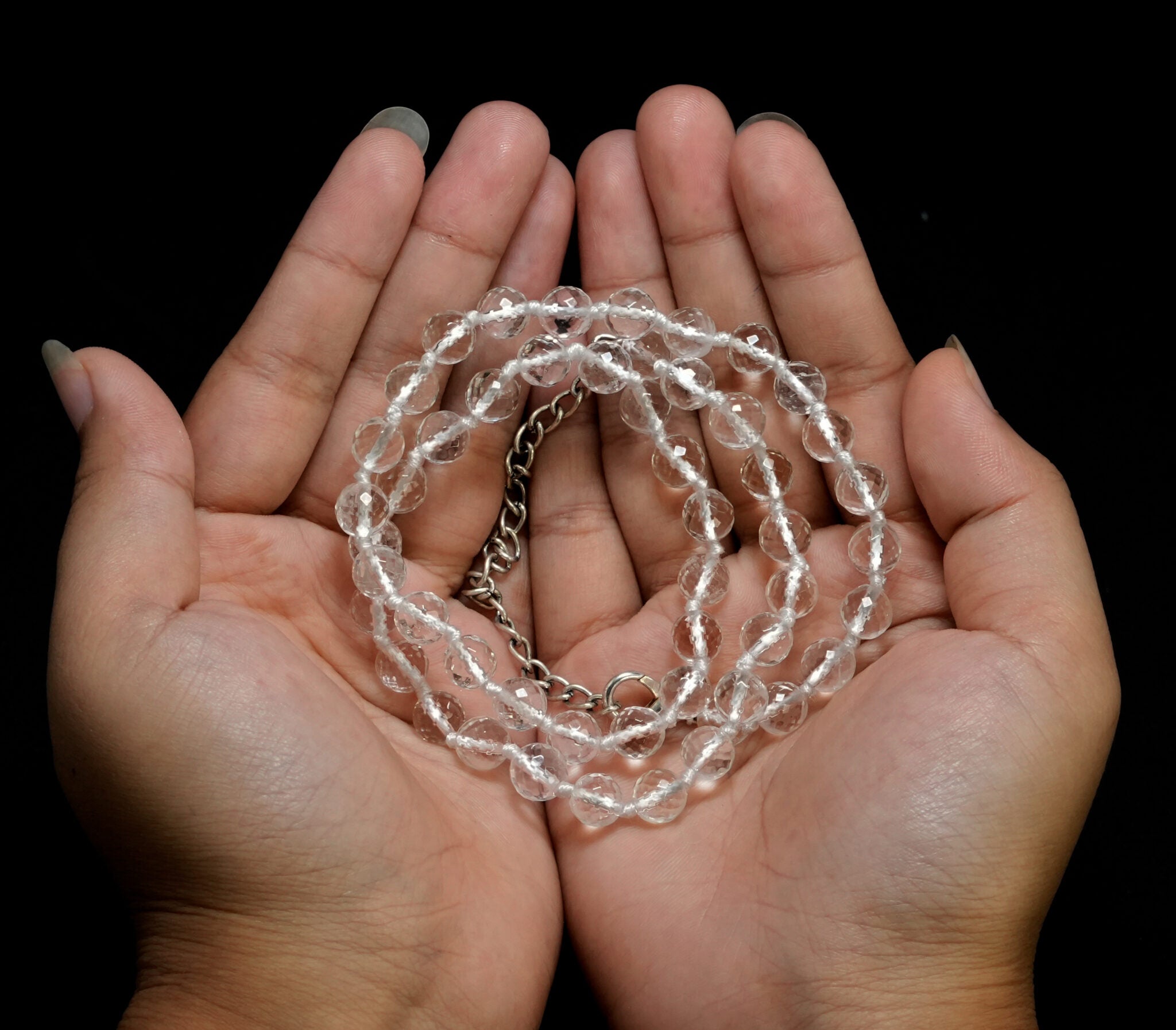 Sphatik Mala Diamond Cut