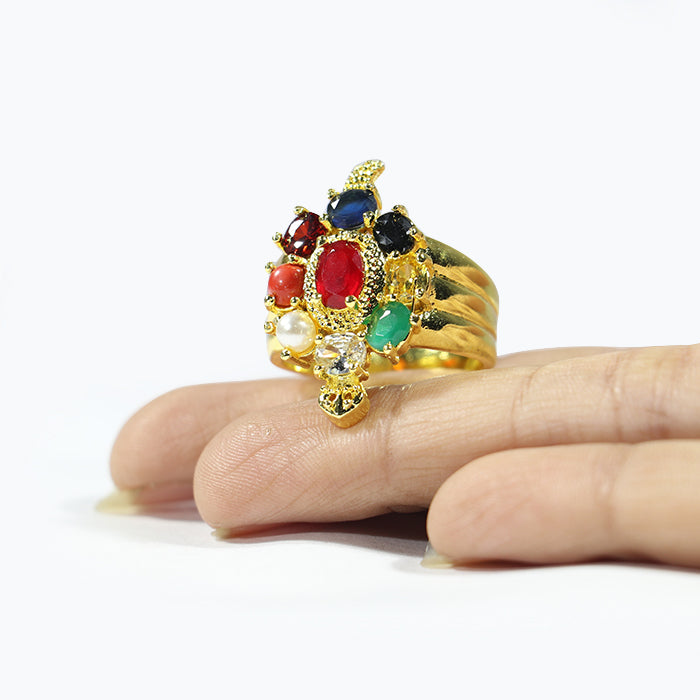 Navratan Round Tortoise Ring