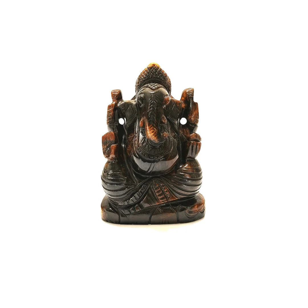 Natural Tiger's Eye Ganesh Ji Statue