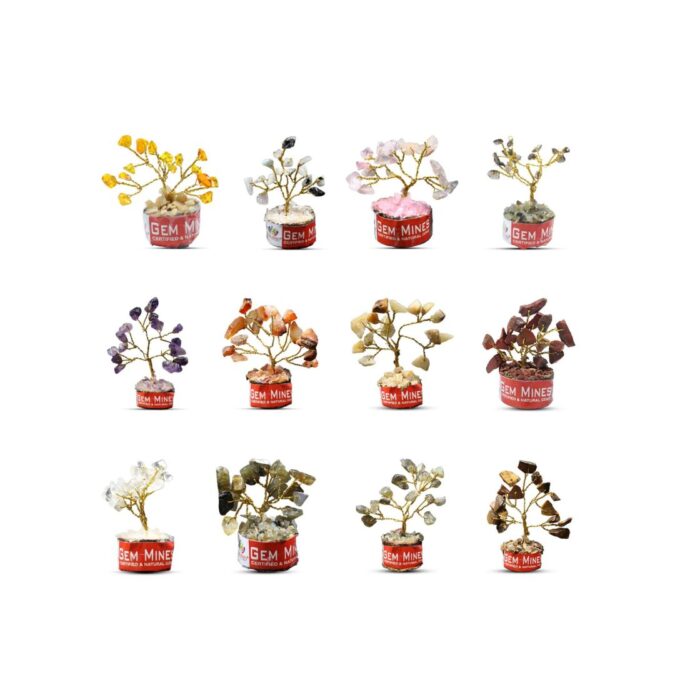 Set of Natural 12 Mini Crystal Tree