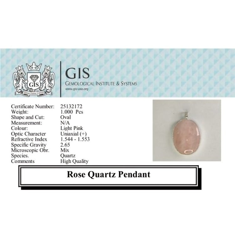 Natural Brazilian Rose Quartz Oval Pendant