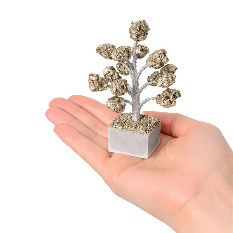 Selenite Pyrite Silver Wire Tree