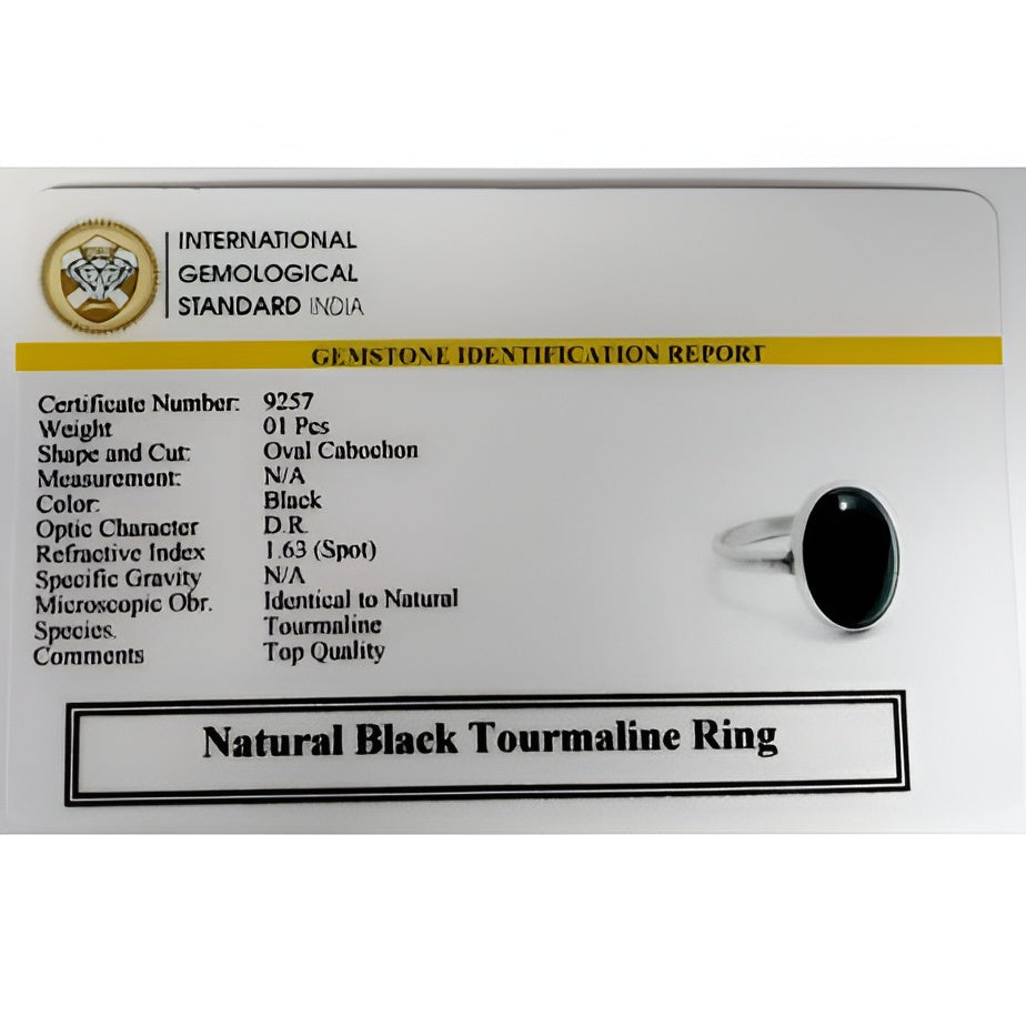 Black Tourmaline Oval cabochon Ring