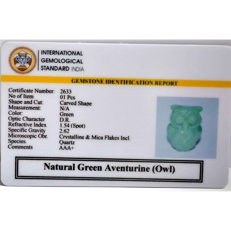 Natural Green Aventurine Owl