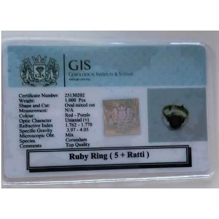 Natural Ruby (Manik) Ring (5 Ratti)