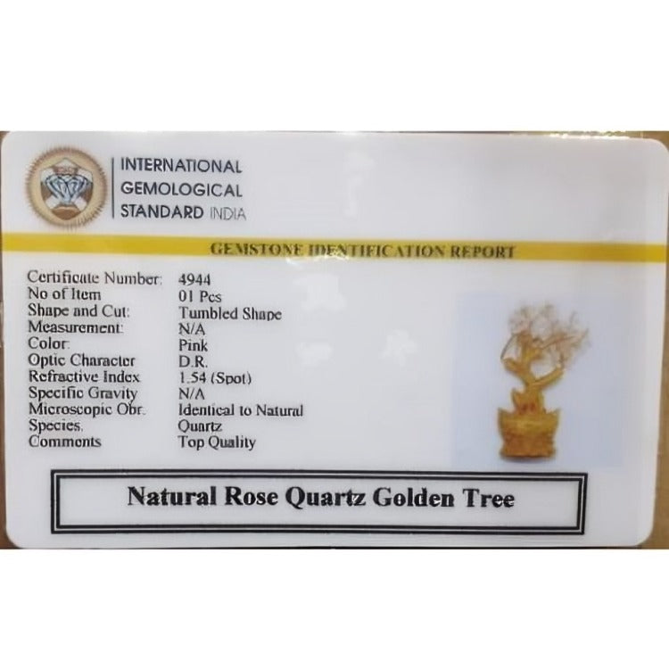 Rose Quartz Golden Branch Tree