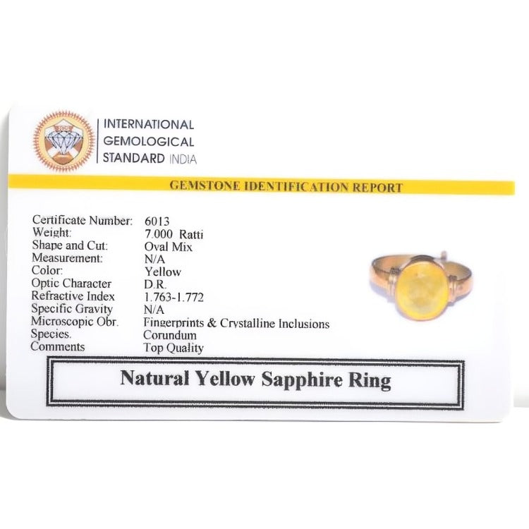 Yellow Sapphire Ring 7+ Ratti