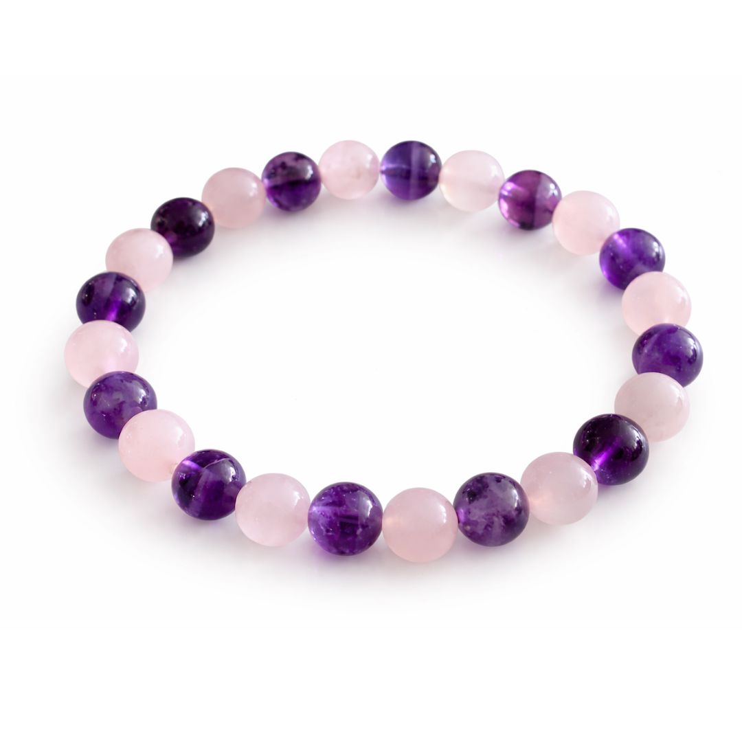 Amethyst & Rose quartz  Bracelet 8mm