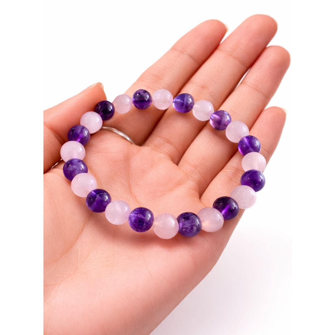 Amethyst & Rose quartz  Bracelet 8mm
