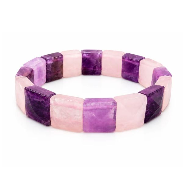 Amethyst & Rose Quartz Pyramid Bracelet