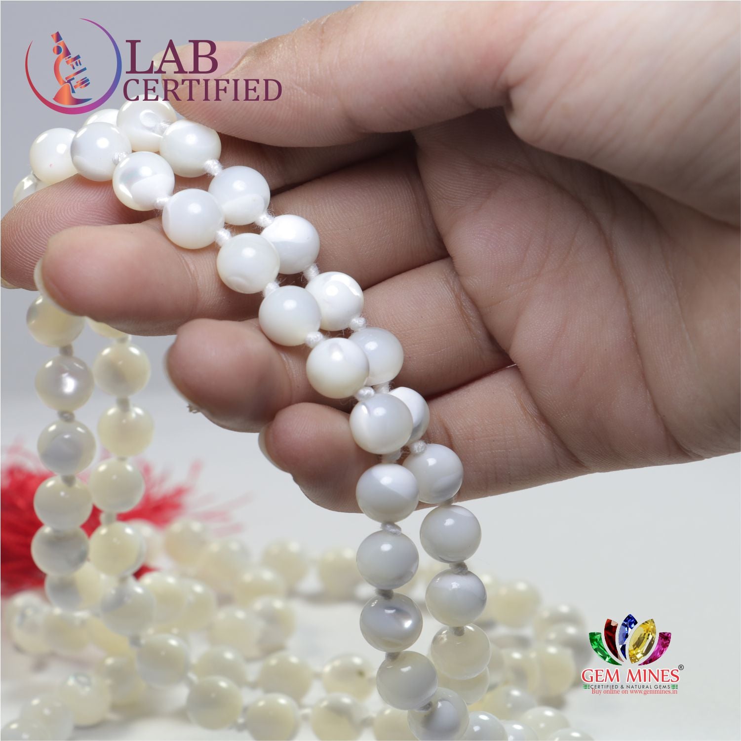 White Rainbow Jaap Mala 8 mm
