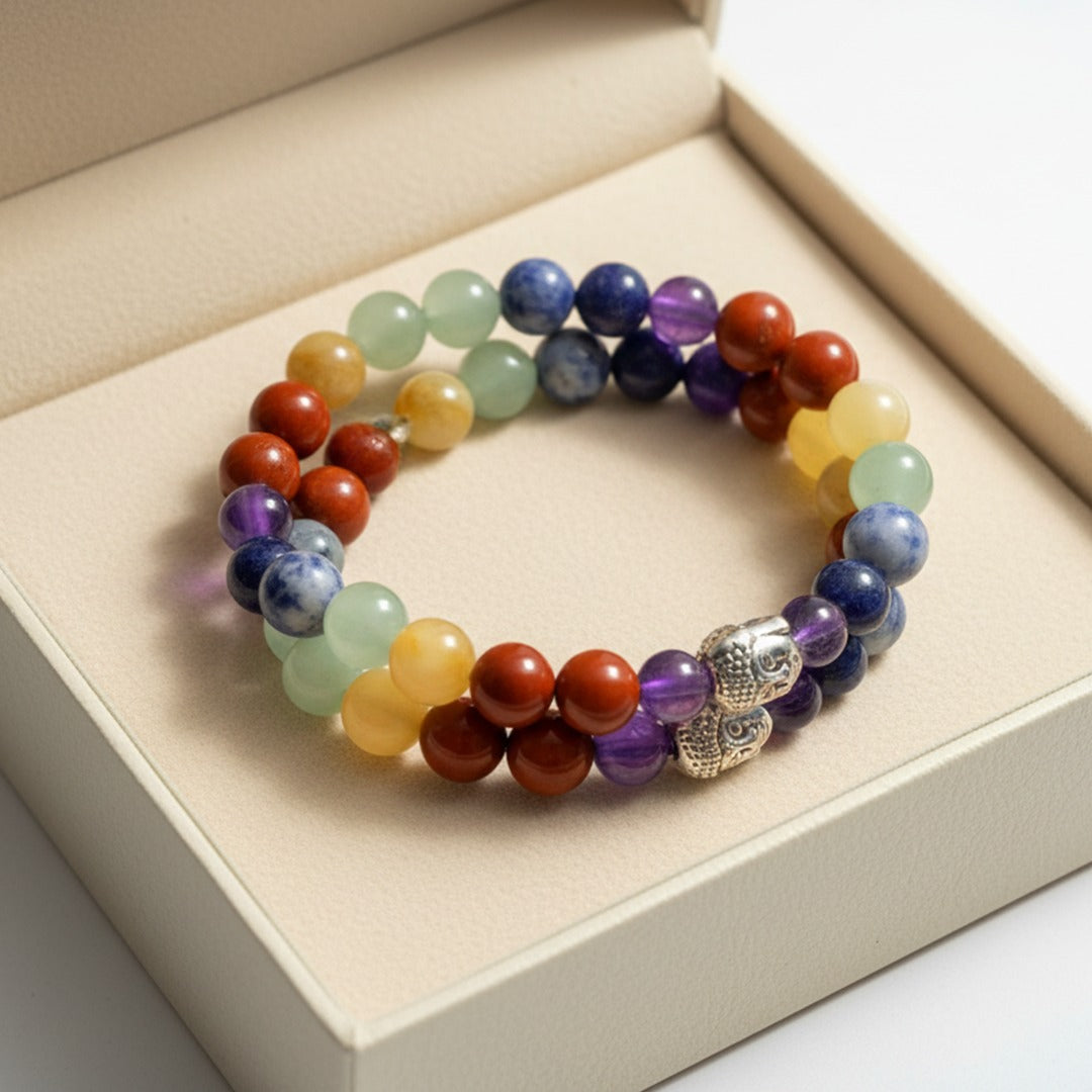 Seven Chakra Buddha Bracelet (Combo of 2 pcs)