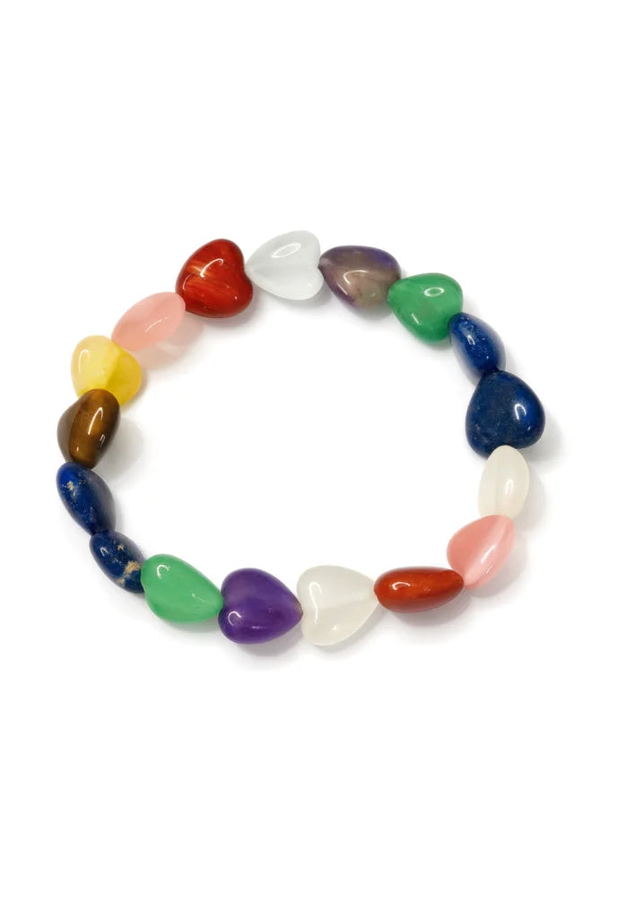 Seven Chakra Heart Tumbled Bracelet