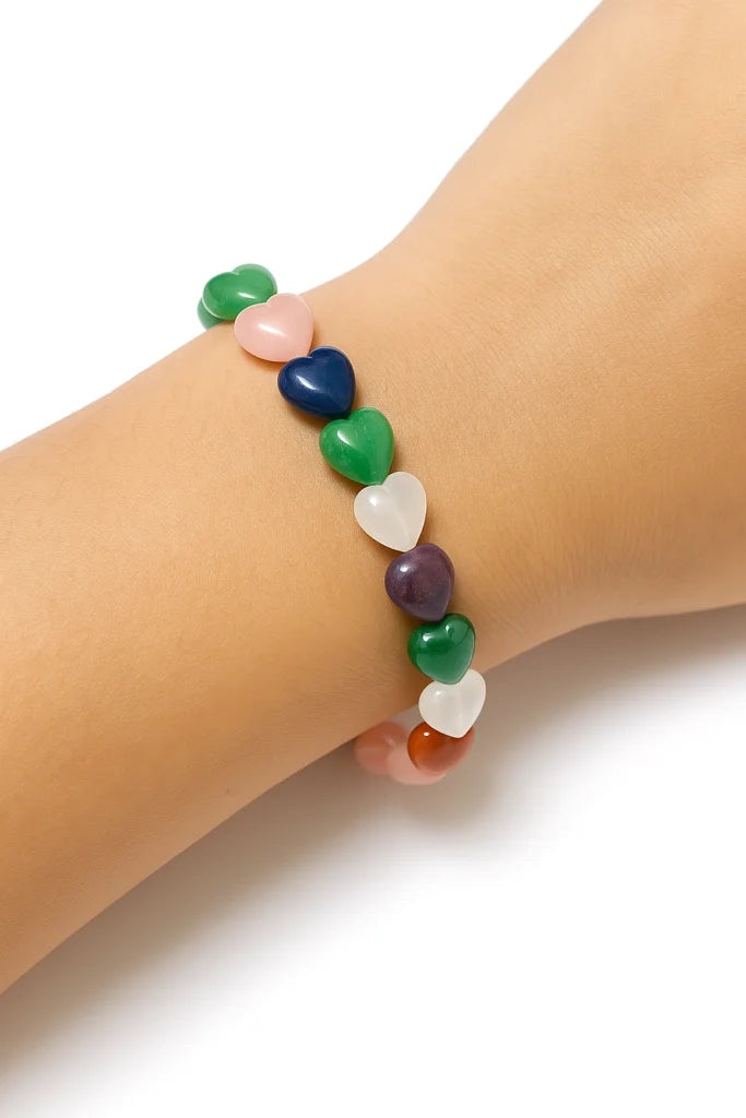 Seven Chakra Heart Tumbled Bracelet