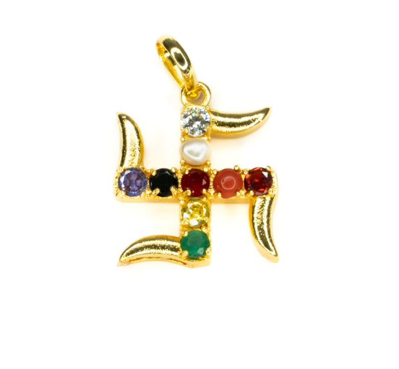 Navratan Swastik Pendant