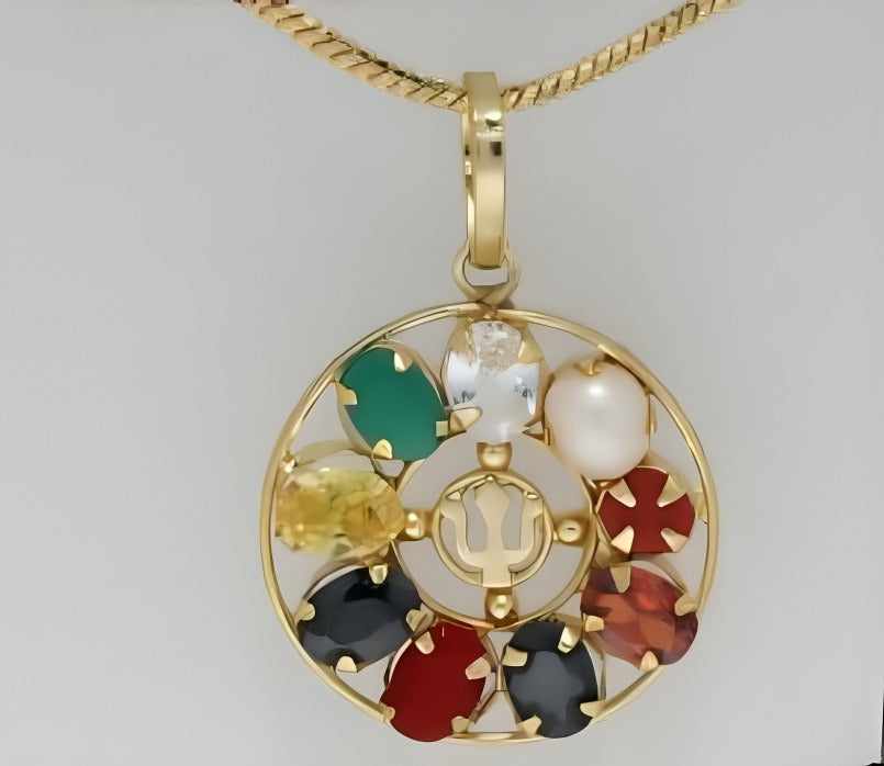 Navratan Trishul Pendant