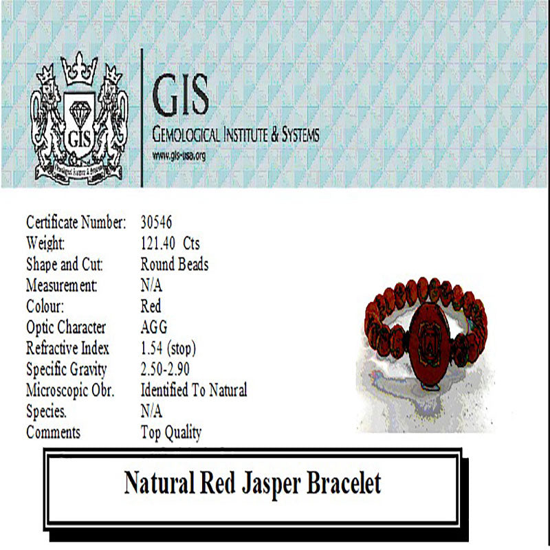 Natural Certified Red Jasper Chakra Bracelet