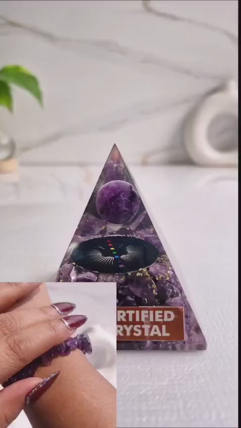 Seven Chakra Amethyst  Orgone Pyramid