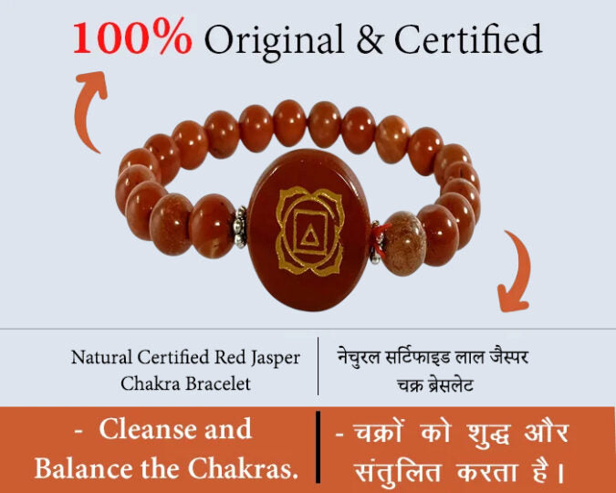 Natural Certified Red Jasper Chakra Bracelet