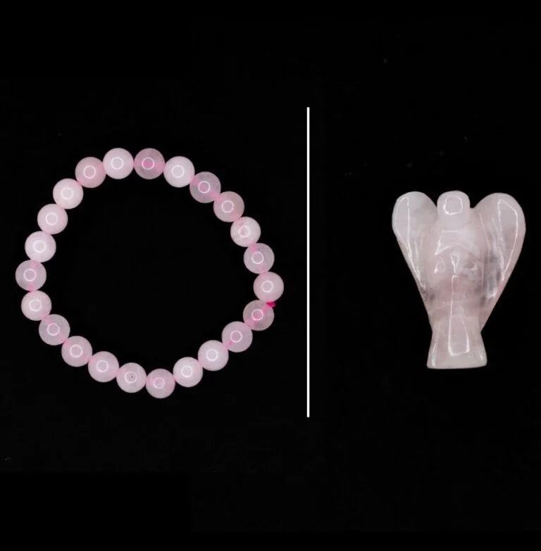 Rose Quartz Bracelet +Rose Quartz Angel (Combo)