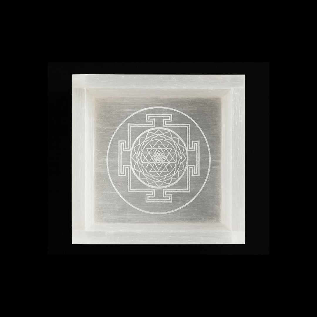 Selenite Shree Yantra Cube