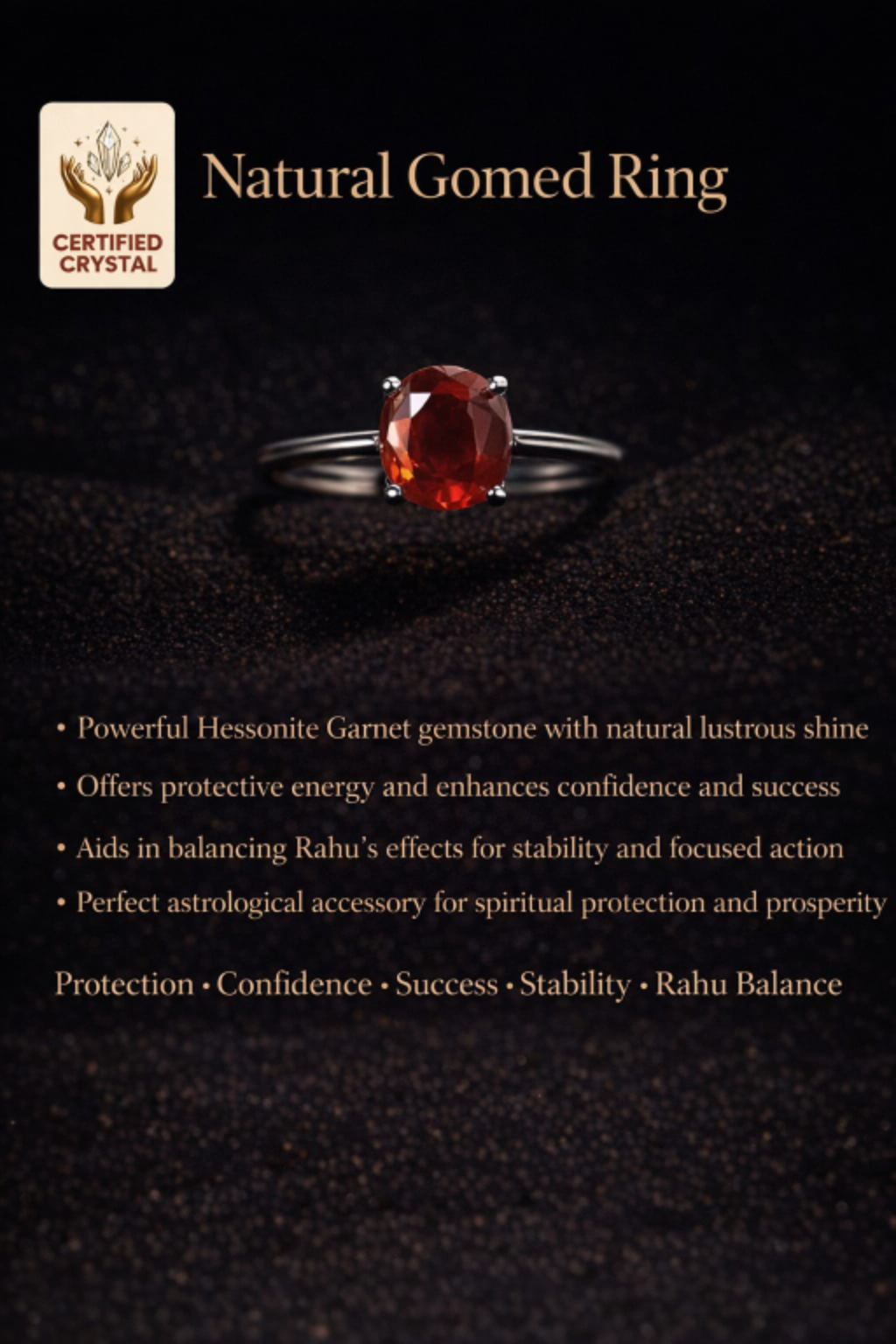 Hessonite (5+ratti) Ring Silver Band